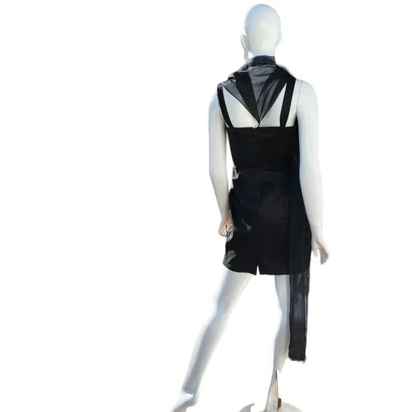 Dave & Johnny Black Dress with Integrated Shawl Formal Occasion Wear Size 3/4 - Picture 4 of 16